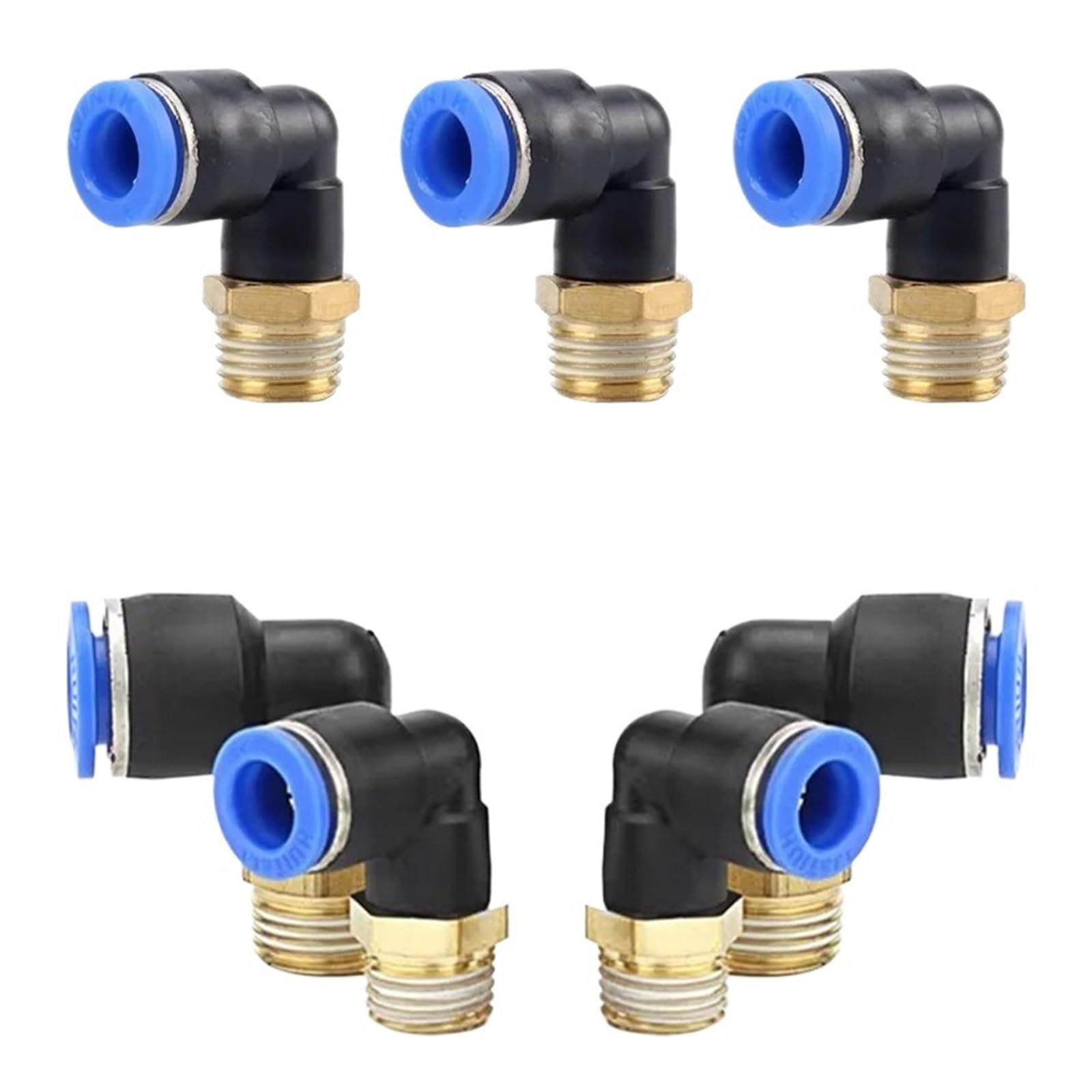 BALYDLUL 5PCS Pneumatic Air Connector 4 6 8 10 12mm Thread 1/8 1/4" 3/8" 1/2" Trachea Elbow Air Hose Fittings(PL12-02)