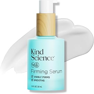 Kind Science Firming Face Serum for Women - Hyaluronic Acid Serum for Face Visibly Smooths Wrinkles - Bakuchiol Retinol Alternative with Peptides - Anti Aging Skin Care for Sensitive Skin, 1 fl oz