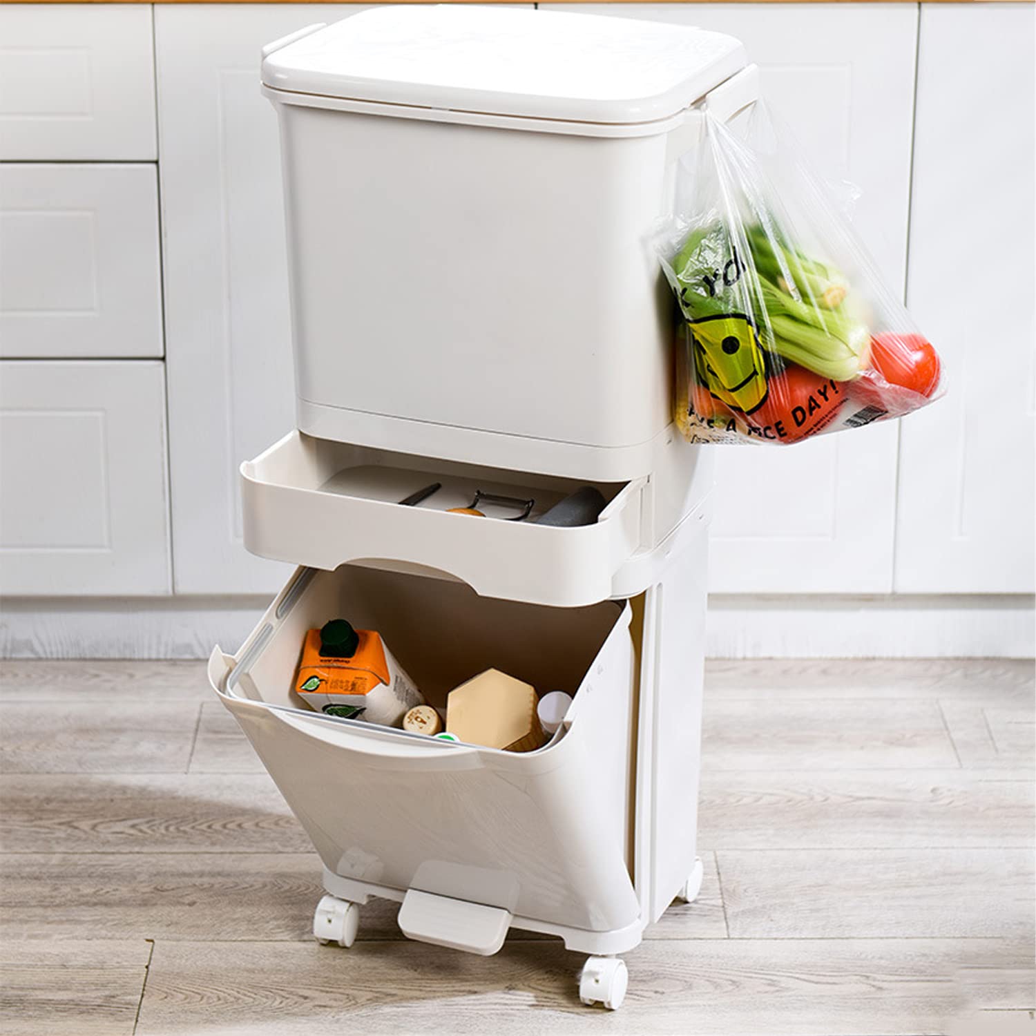 Buy MYOYAY Kitchen Trash Can 3 Tiers Kitchen Garbage Cans Sorting Trash