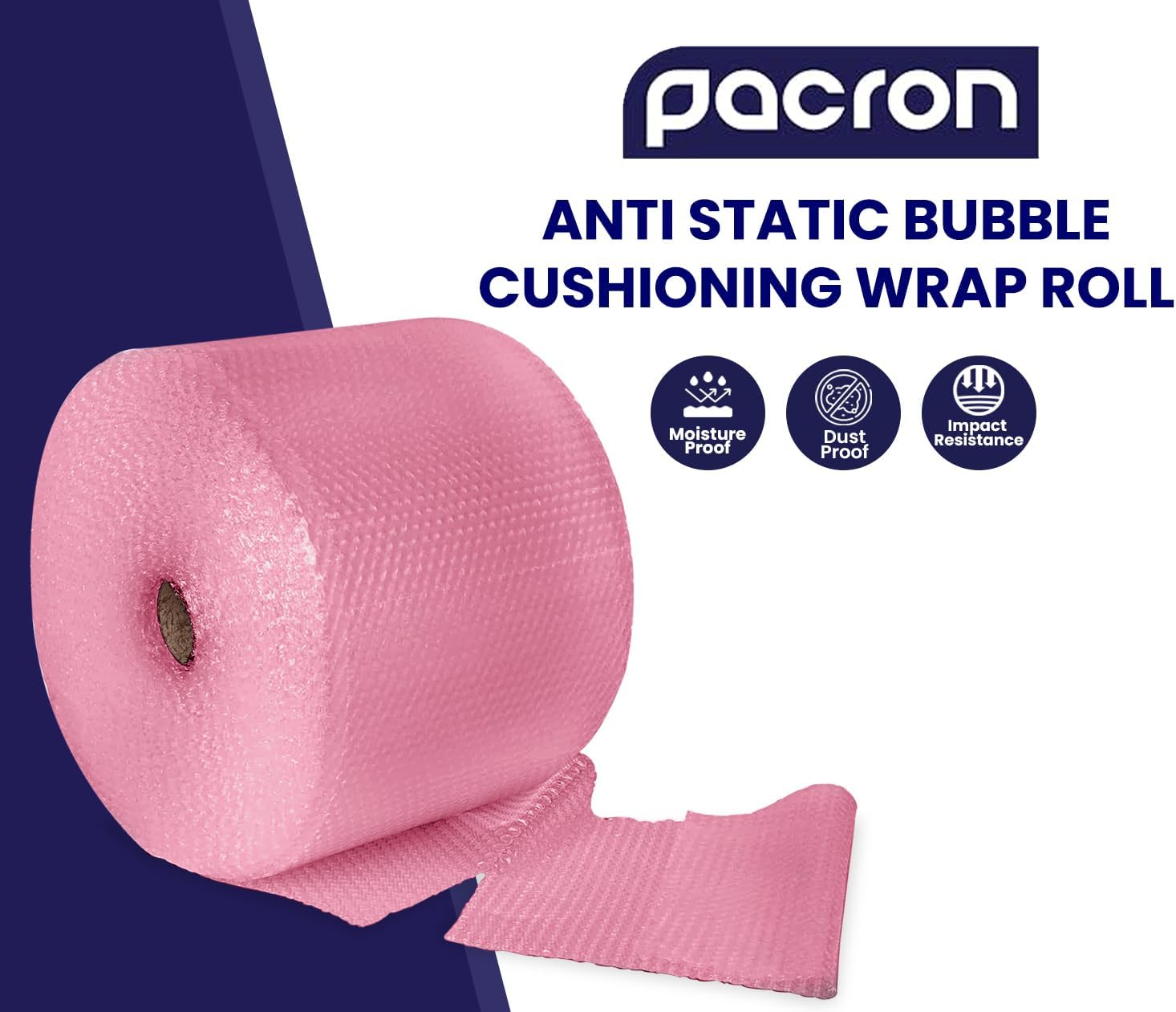 Protective Anti Static Bubble Roll Wrap for Electronics - 225FTx24IN Pink, 3/16" Dense Bubble Cushioning for Fragile Items & Packaging Supplies Shipping & Storage - Perforated Every 24IN