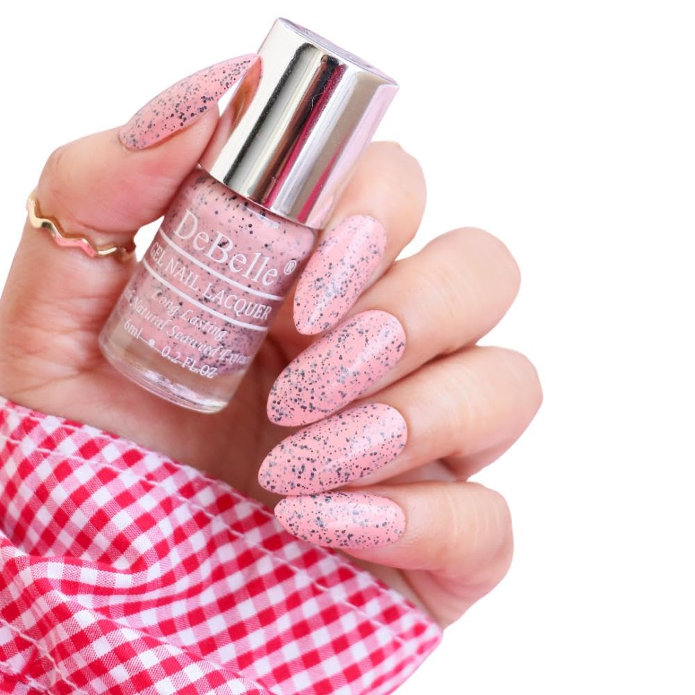 DeBelle Gel Nail Lacquer Inspiring Ira(Pink cookie crumble)| Non UV - Gel Finish |Chip Resistant | Seaweed Enriched Formula| Long Lasting|Cruelty and Toxic Free| 6ml-image-20