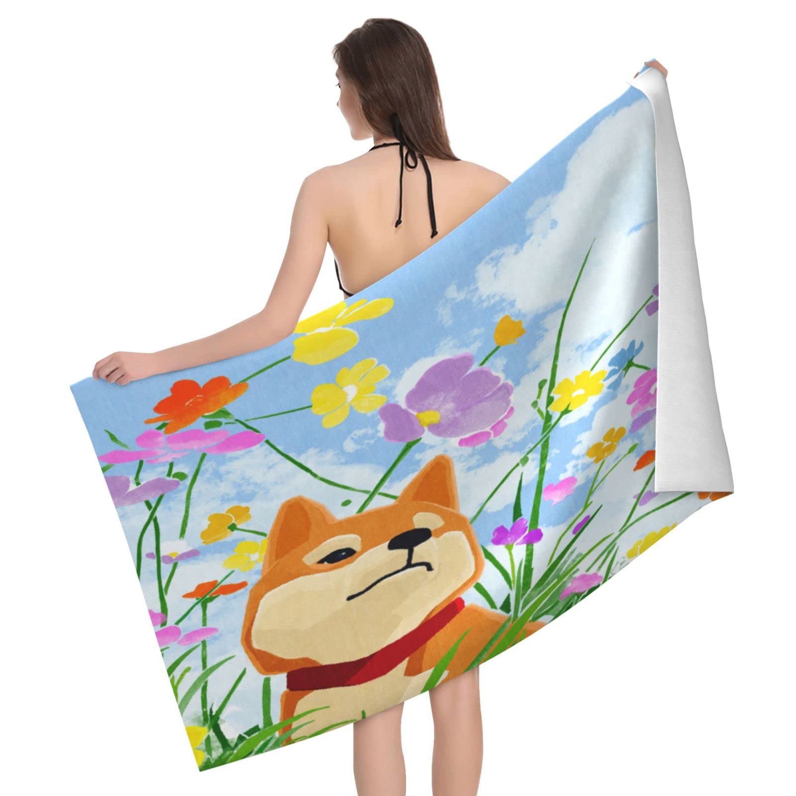 Lawenp Dog Beach Towel, Lightweight Sand Free Quick Dry Microfiber Absorbent Bath Towel for Kids, Adults, Swimming, Bath, Yoga, Pool, Travel, Camping 32"X52"