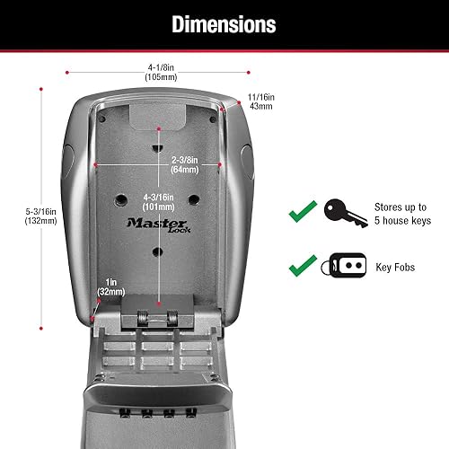 Miniatura 6 de Master Lock - Caja de seguridad resistente para llaves, de montaje en pared, para exteriores, para llaves de casa, caja fuerte con cerradura