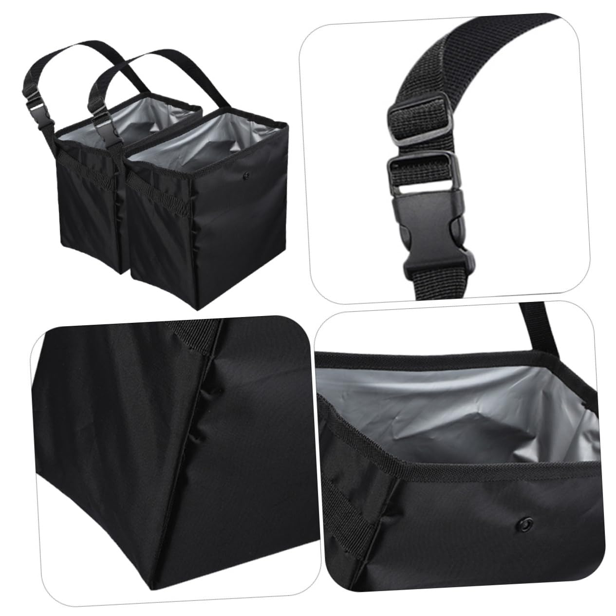 Alipis Auto Müllbehälter 8, 5l 2 Stück aus Nylon und Pvc Schwarz | Reisen und Camping, Multifunktionale Aufbewahrungsbox für Werkzeug und Spielzeug, Tragbar und Leicht