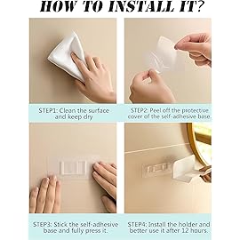 SUPTEC 2 Pack Universal Hair Dryer Holder, Self Adhesive Wall Mount Stand for Most Brand/Size Hair Blow Dryer Hair Dryer Organizer Rack with Plug&Wire Hook for Bathroom