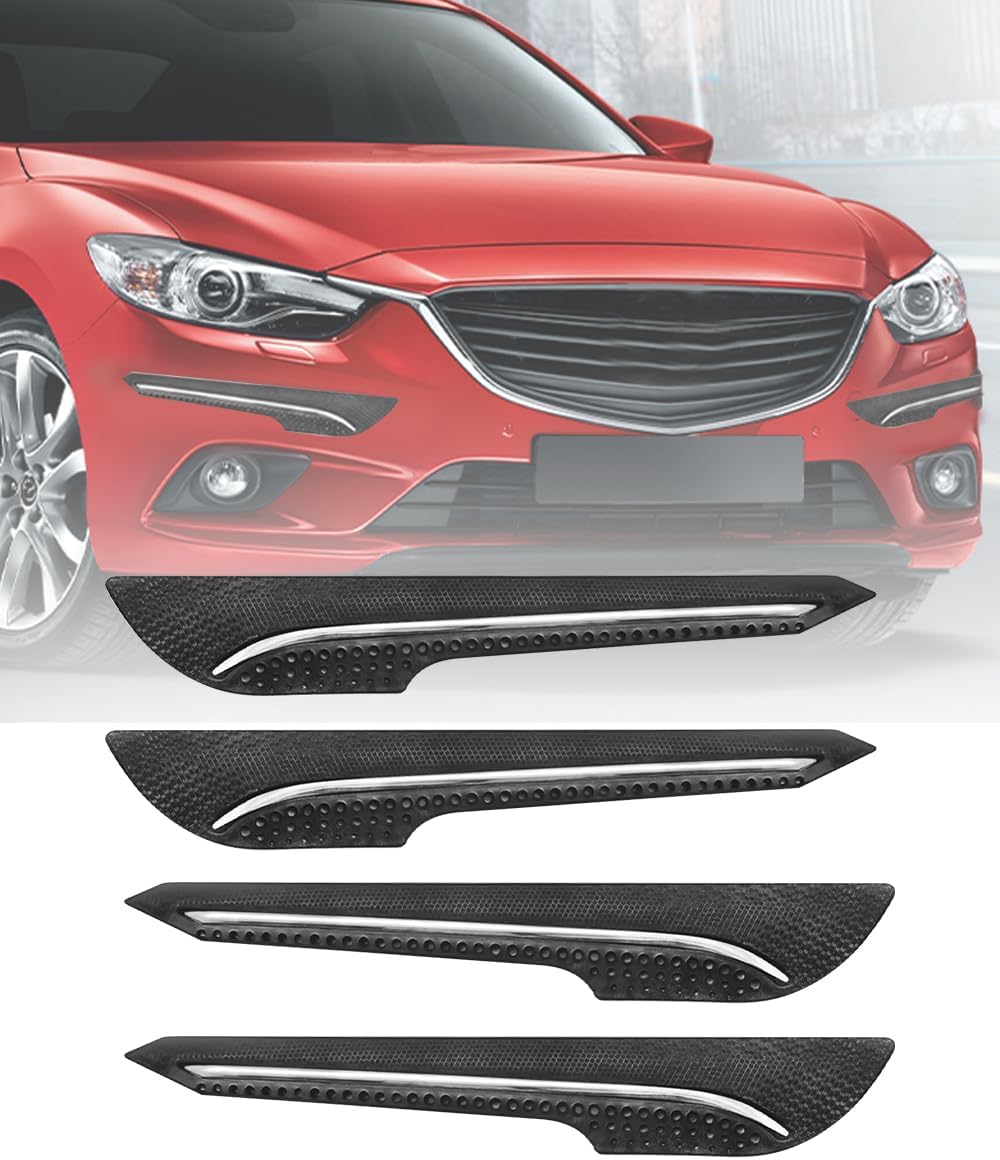 CARZEX® Car Bumper Guard Scratch Protector – Universal Fit with Single Chrome Strip, Black Rubber Finish, Durable & Flexible Design, Compatible with All Cars (Set of 4 Pieces)