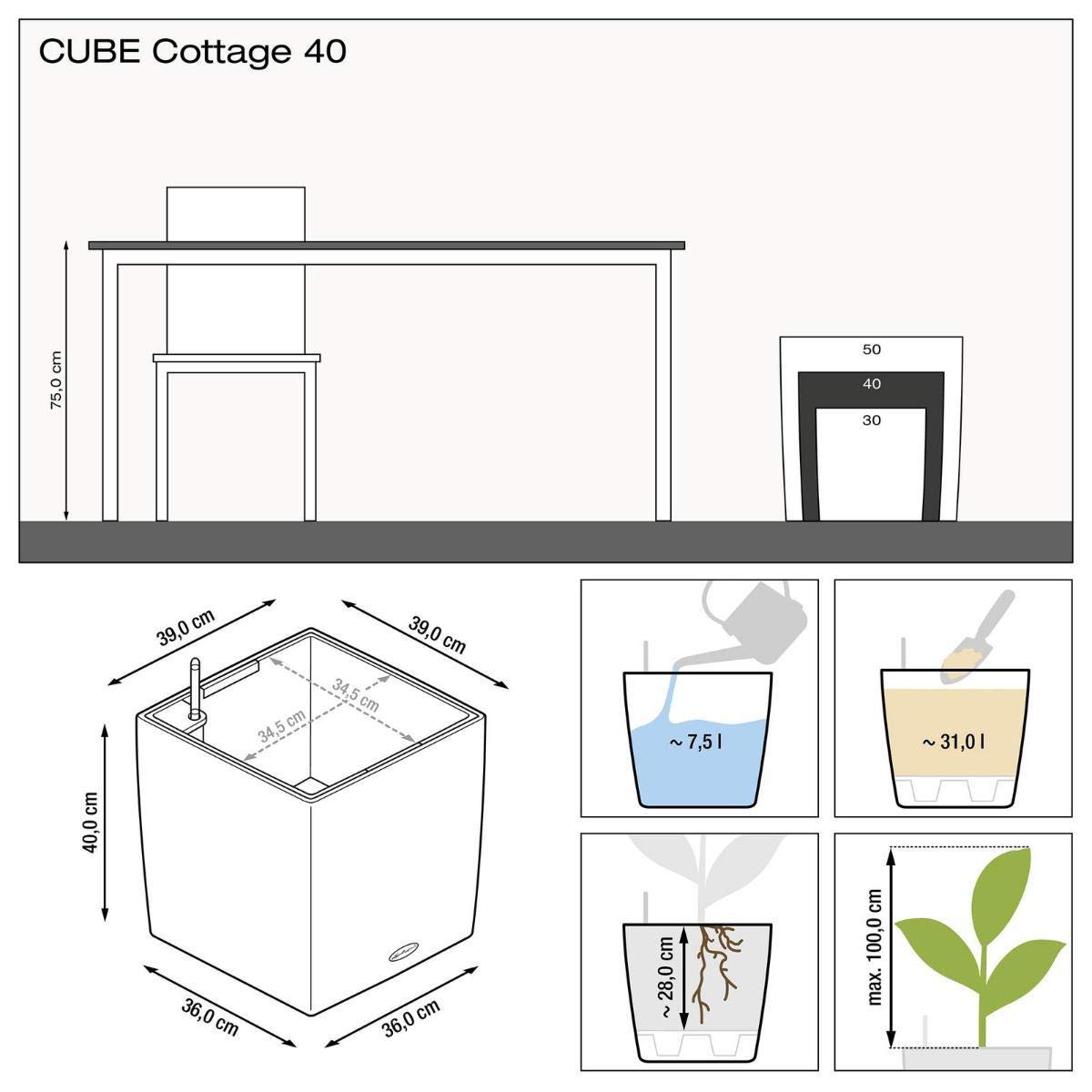 LECHUZA CUBE Cottage 40 in granito 15382