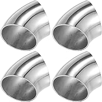 XAUTOHAUX 4pcs 1.5" 45 Degree SS304 Stainless Steel Exhaust Elbow Pipes - Durable Bend Tubes for Car Mod Exhaust Systems