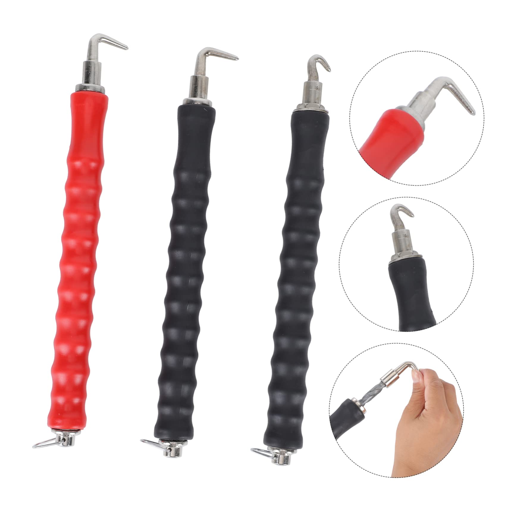 Outil Crochet Torsadé Ligature de 3 Pièces en Acier Noir D'armature