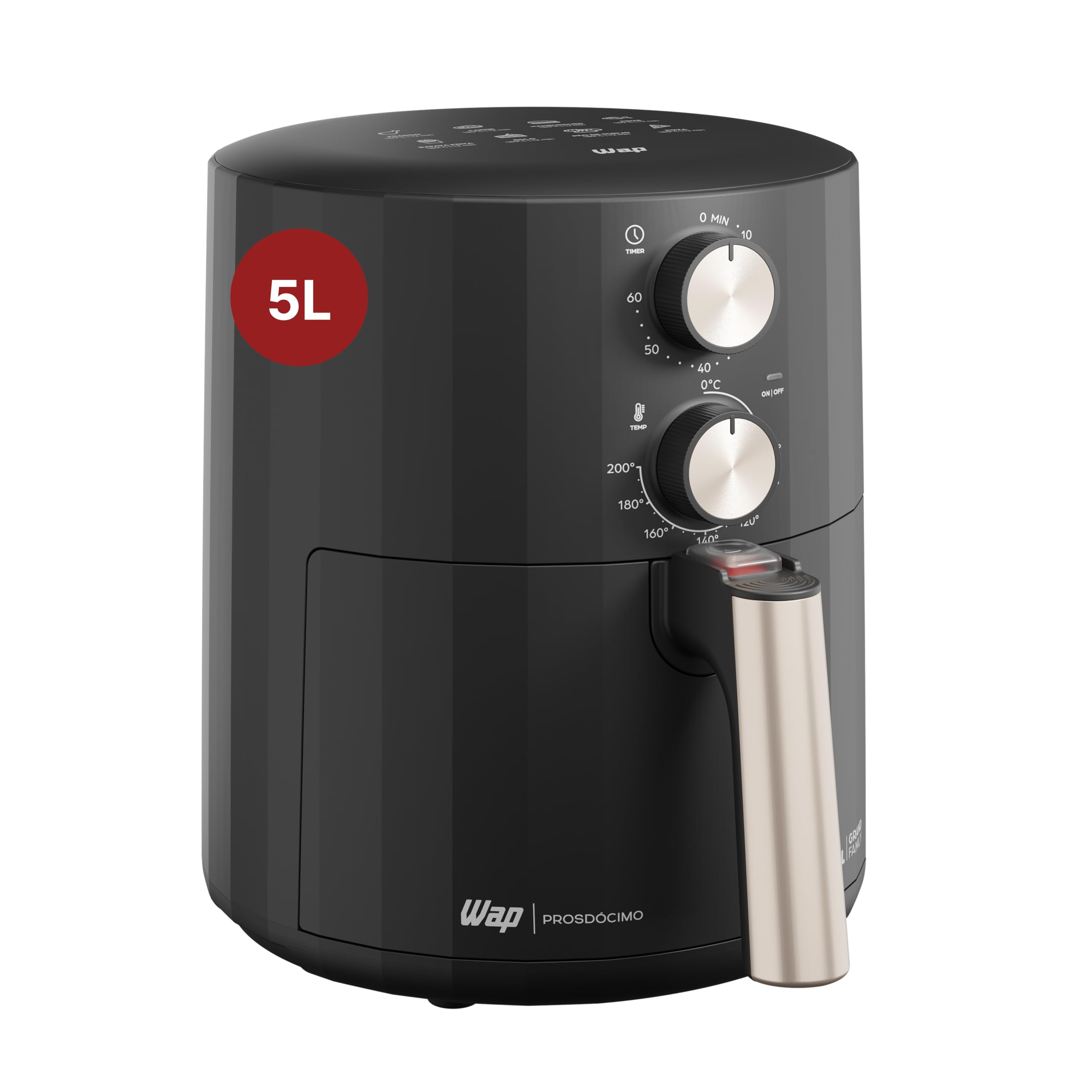 WAP Fritadeira Elétrica Air Fryer GRAND FAMILY 5 Litros, Temperatura ...