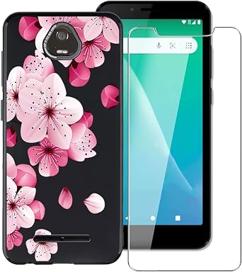 Case for Schok Volt SV55/SV55216 5.5", with 1 Tempered Glass Screen Protector. Black Soft Silicone Anti-Drop Cover, TPU Bumper Non-Slip Shell, for Schok Volt SV55/SV55216 Phone Case - WM113