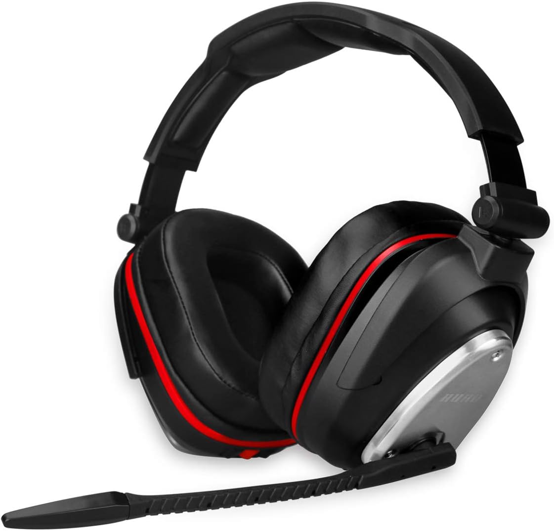 HUHD Wireless Gaming Headset Headphones for PS5 PS4 Nintendo Switch PC Computer - 2.4GHz USB Wireless Game Headset Headphones with Detachable Microphone Over Ear