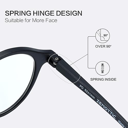 Miniatura 4 de Zenottic - Lentes redondos con diseño de bloqueo de luz azul para lectura para hombres y mujeres