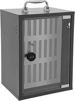 24 Slots Cell Phones Storage Cabinet, Wall-Mounted Phone Storage Locker Box Cell Phone Organizer with Handle for Office, Classroom and Gym 24 Slots, with Combination Lock