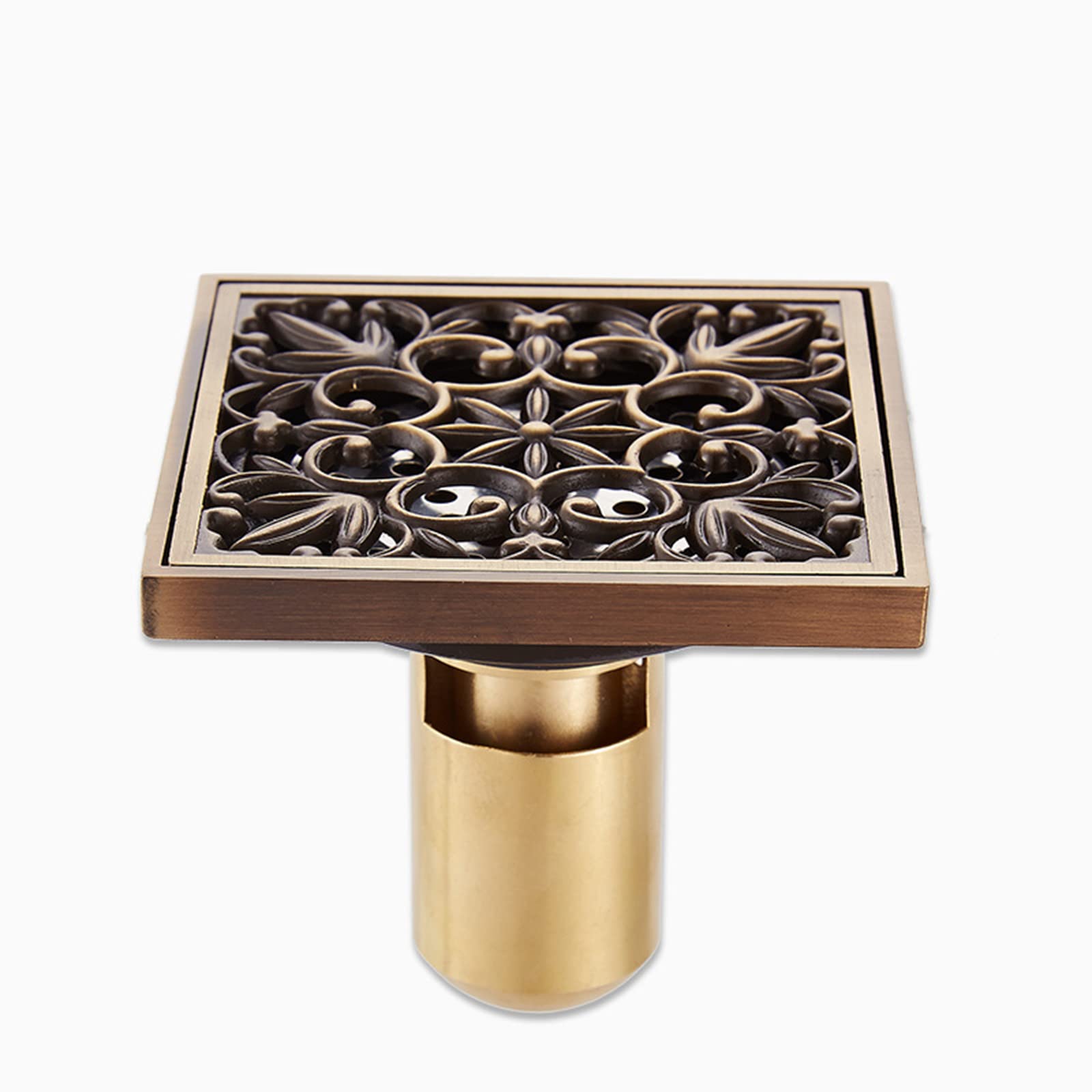 Bonde de douche carrée en laiton antique 10cm style rétro élégant
