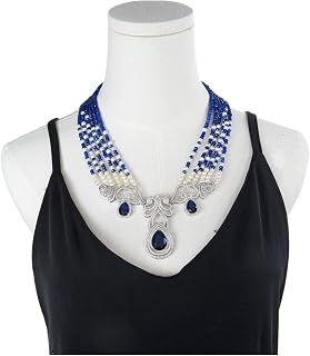 Joyería 20 pulgadas 6 hebras perla azul ágata collar colgante cumplir