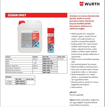 Würth Silikon Sprey 500 Ml / 2'Li Paket/Alman Üretimi
