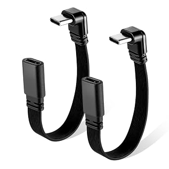 كابل تمديد USB C بزاوية 90 درجة، محول USB2.0 C ذكر إلى أنثى، كابل USB ذكر إلى أنثى قصير بزاوية قائمة 4 بوصات/10 سم، متوافق فقط مع طاقة 65 وات أو أقل