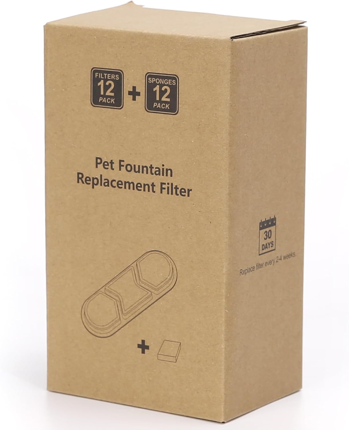 12 Pack Dog Water Fountain Replacement Filters for 410oz/3.2Gal/12L Pet Water Dispenser, ZEKIRY Pet Fountain Filter, 4-Layer Filtration Cat Drinking Bowl Filters and Pump Sponges - Image 8