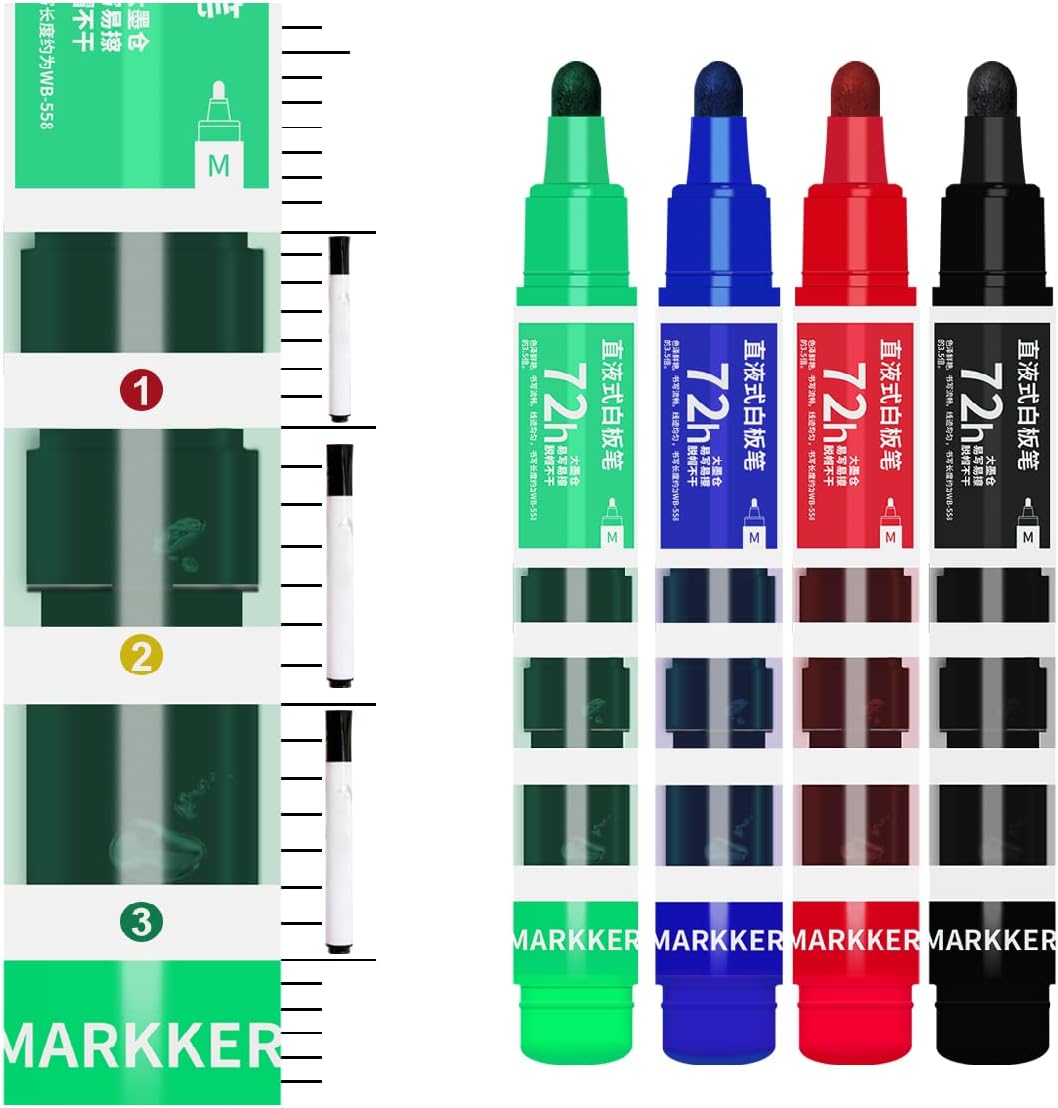 Vitoler Dry Erase Markers,4 Assorted Colors Whiteboard