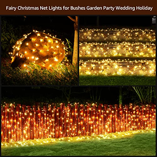 Led Christmas Net Lights Outdoor Christmas Decorations Lights 120Led 6.2Ftx4.4Ft, Connectable Outdoor Indoor Fairy Mesh String Lights For Party, Holiday, Wedding, Tree, Bushes Decorations (Warmwhite) #TOP4