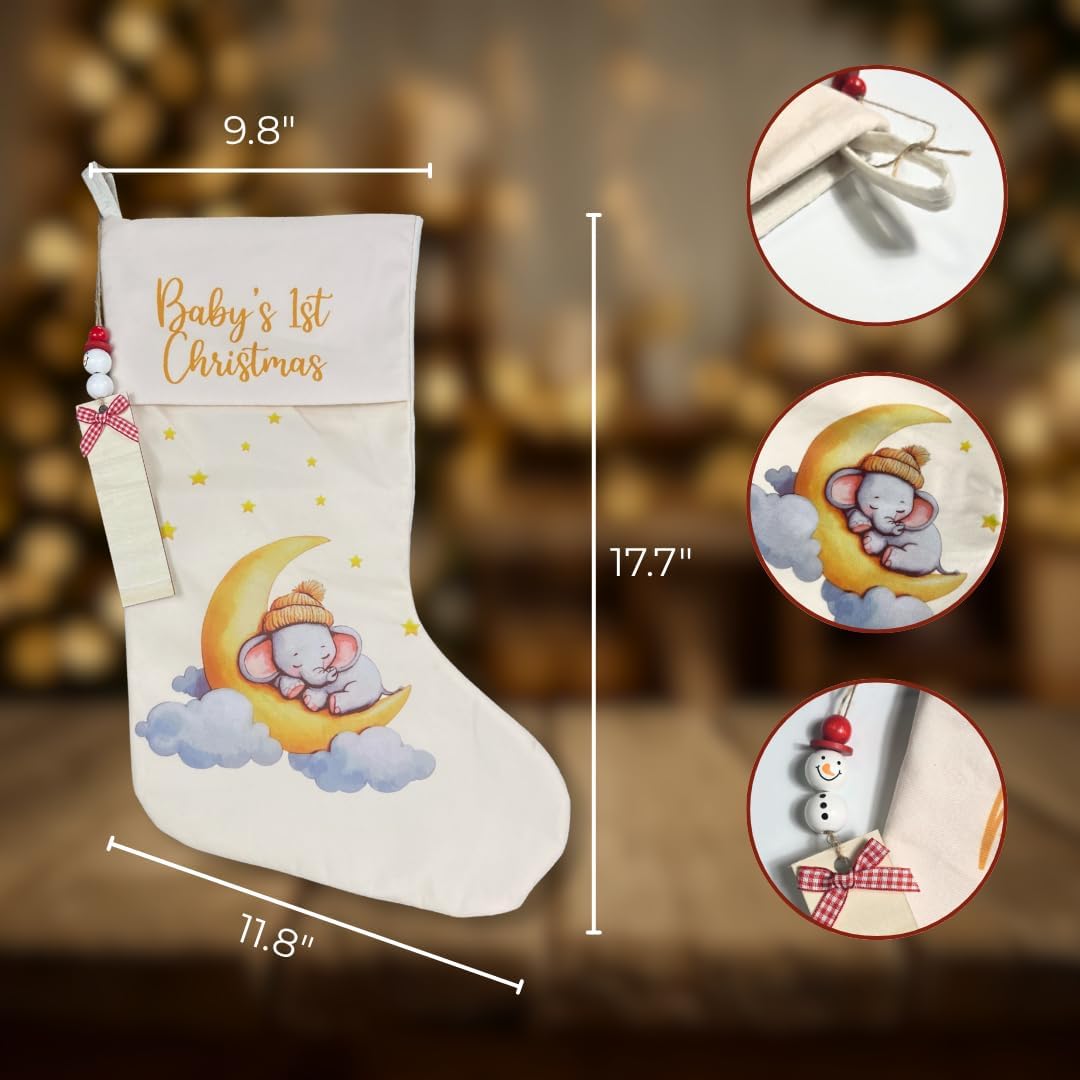 Baby First Christmas Stocking, Baby 1st Christmas Stocking for Newborn Boy or Girl, Holiday Decor, Keepsake Gift for New Mom, Dad, Parents, Xmas Fireplace Decoration, Perfect Newborn Gift