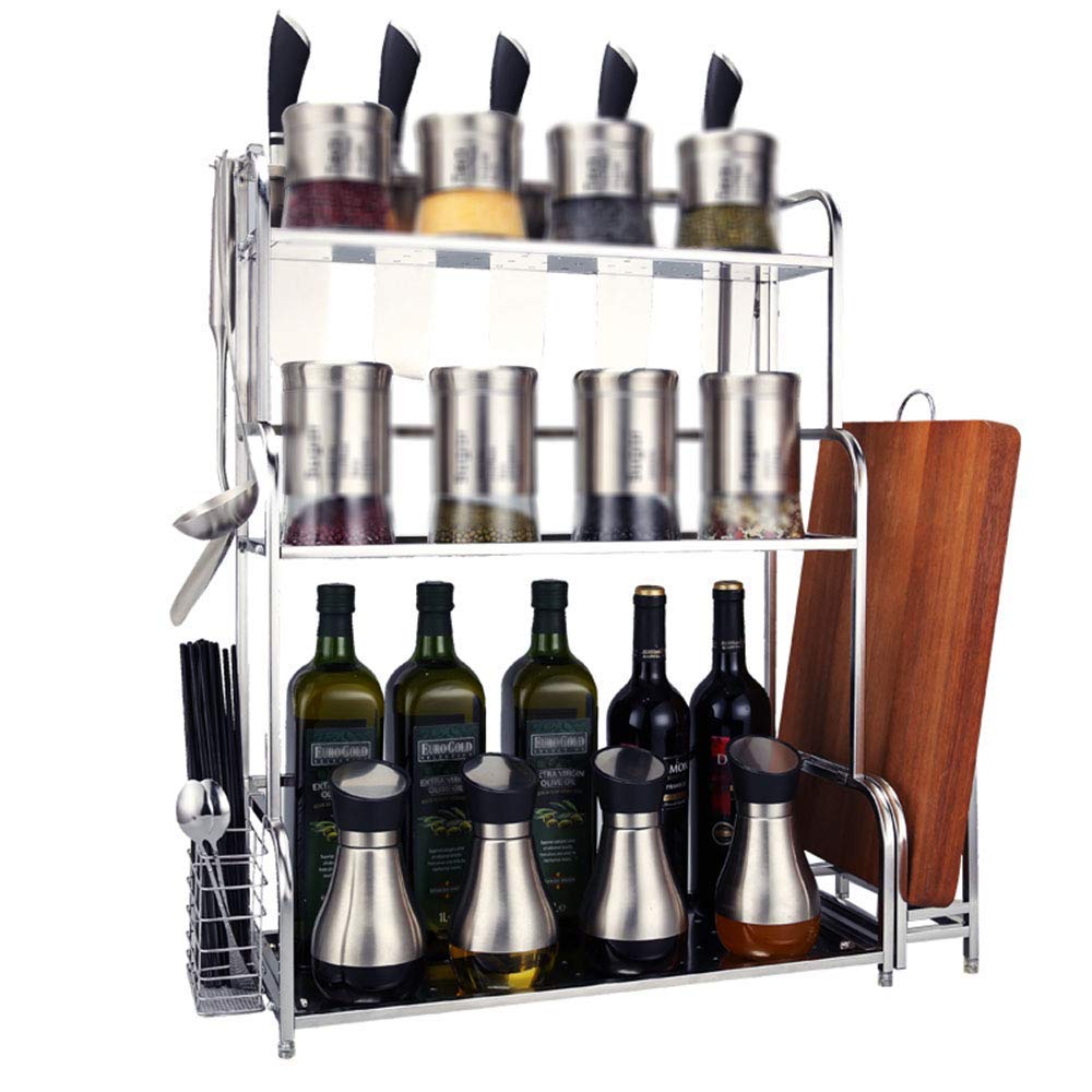 HADECOLL Shelf,Home Kitchen Rack Stainless Steel Punch-Free Spice Rack Floor-Standing Cutting Board Rack Kitchen Utensils Storage Rack,30×22×67Cm,40×22×67Cm