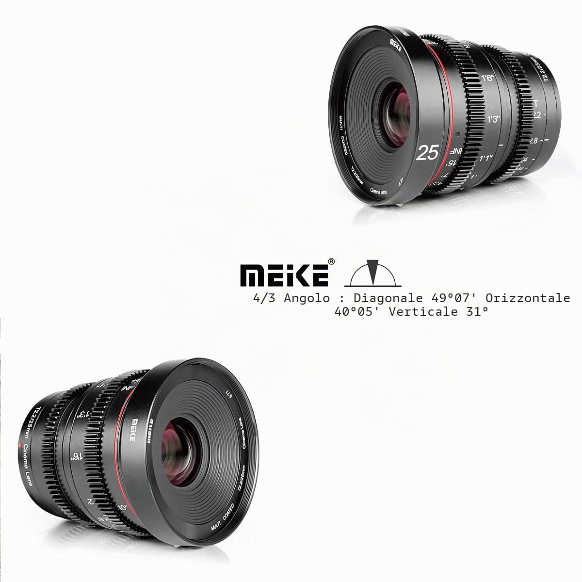 Meike 25mm T2.2 Manual Focus Prime Mini Cinema Lens for Micro Four Thirds MFT M43 Mount Cameras and BMPCC