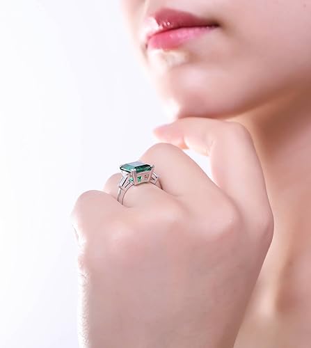 Vista 6 de BERRICLE Anillo solitario de plata de ley con circonita cúbica de imitación de circonita cúbica para mujer, chapado en rodio de 8.5 quilates