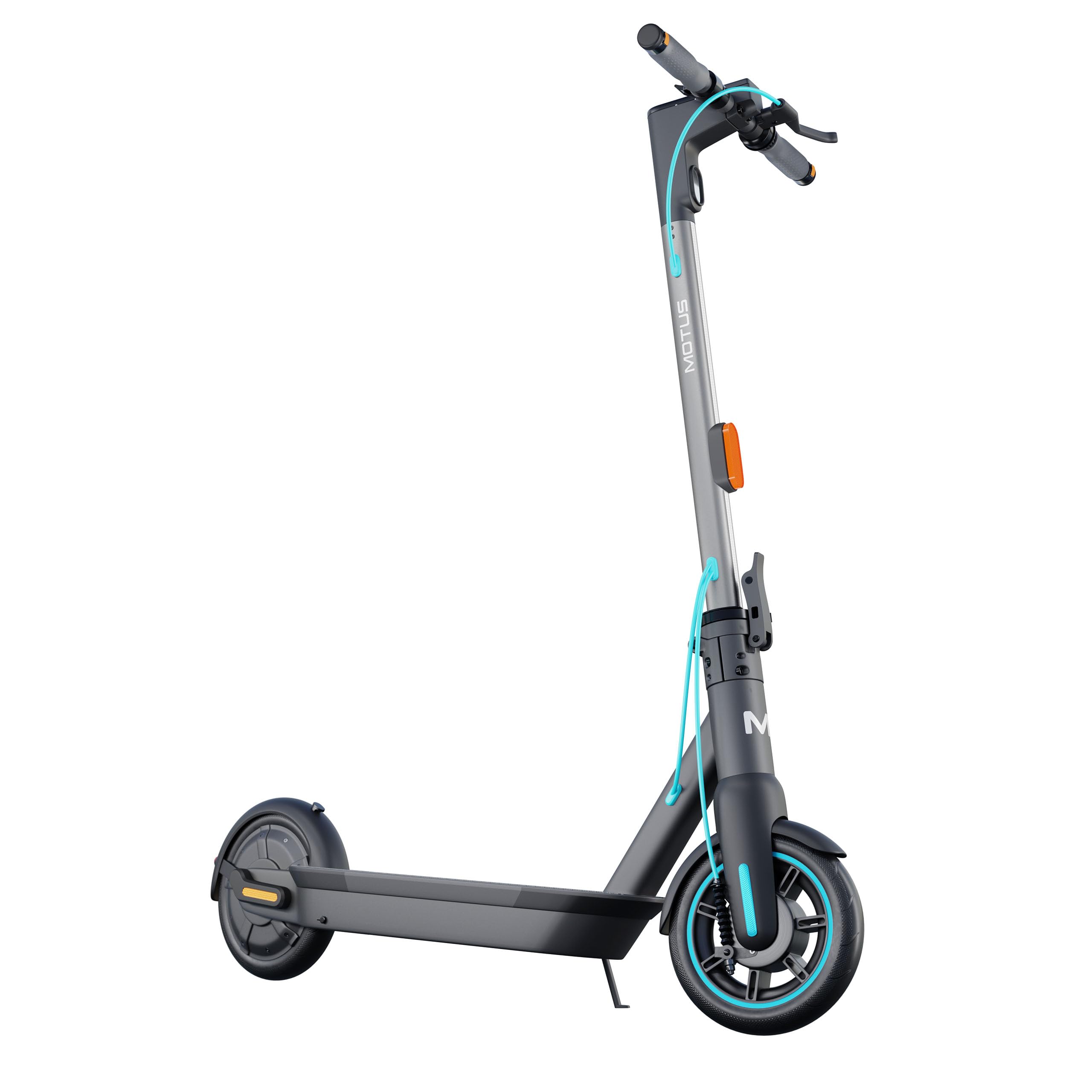 Trottinette Électrique Adulte Pliable 350W Motus Scooty 10 Gen 5 – Batterie 36V 15Ah, Autonomie 65 km, Roues 10", Clignotants LED, Régulateur de Vitesse, Écran LCD, Gris-Turquoise