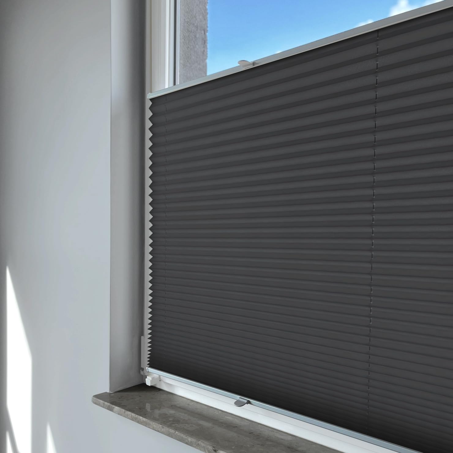 Rollmayer Plissee ohne Bohren Klemmfix Binco Graphit B85cm x H150cm