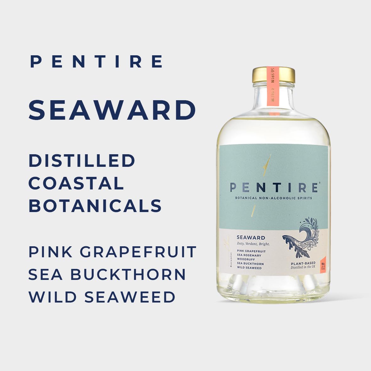 Pentire Seaward 70cl - Botanical Alcohol Free Spirit - Distilled from Native Cornish Plants - No Added Sugar - Vegan - Nothing Artificial - Non Alcoholic Grapefruit Spirit