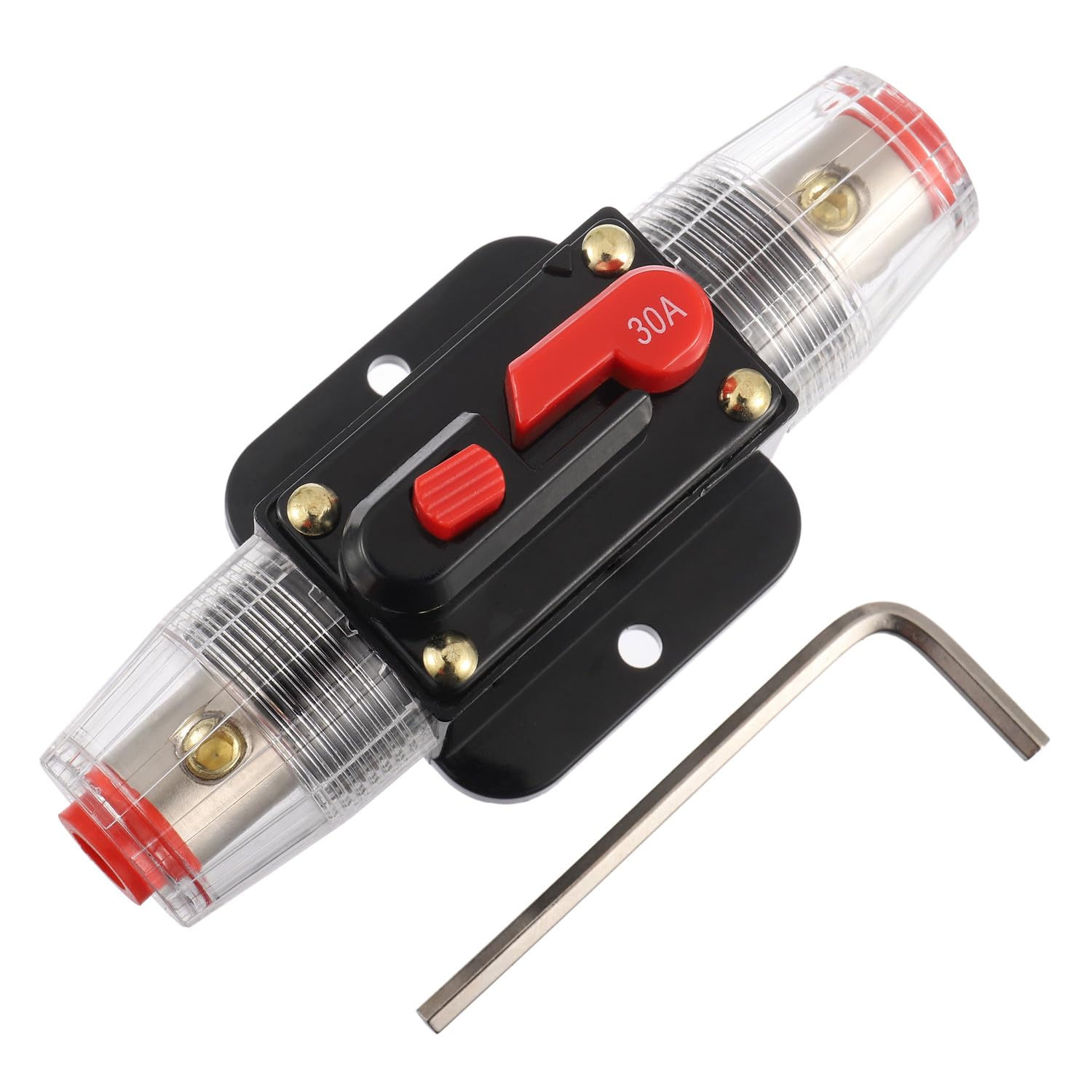 30A Circuit Breaker Switch 30 AMP Fuse In-line Support 12V-48V DC Manual Reset Button for RV Car Audio Sound Amplifier System Home Marine Boat Truck