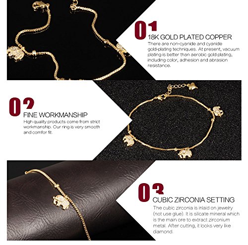 Fashion Aanklets 18K Gold Tone Rhinestone Elephant Beach Foot Chain Aanklet For Women L8.19+1.5" #TOP5
