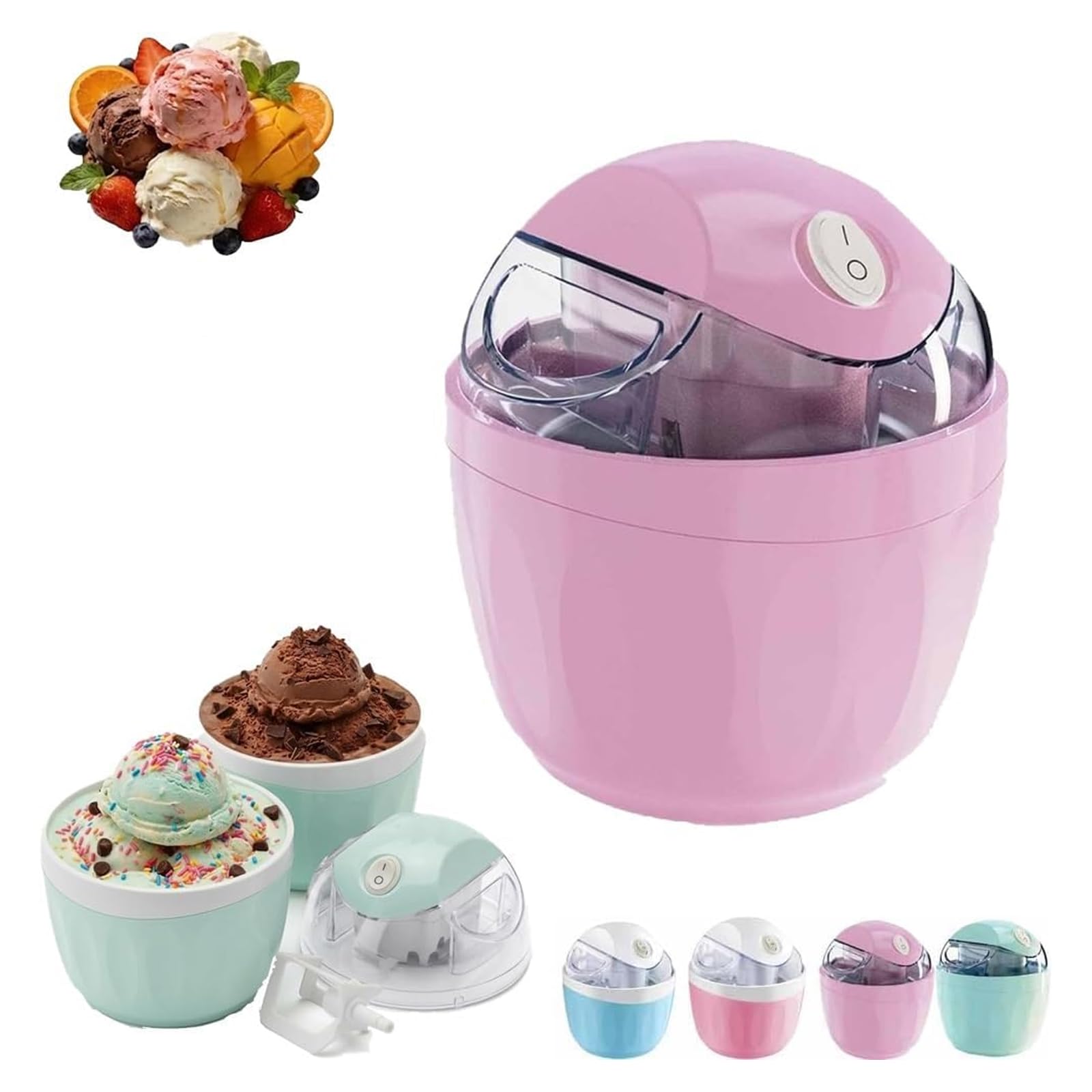 Mini Heladera Doméstica, Máquina Personal Para Hacer Yogur Helado Casero, Gelato Y Sorbete, Mini Heladeras Personales Diy Con Control De Un Solo Toque Para Postres Helados Y Sorbetes. Pink2