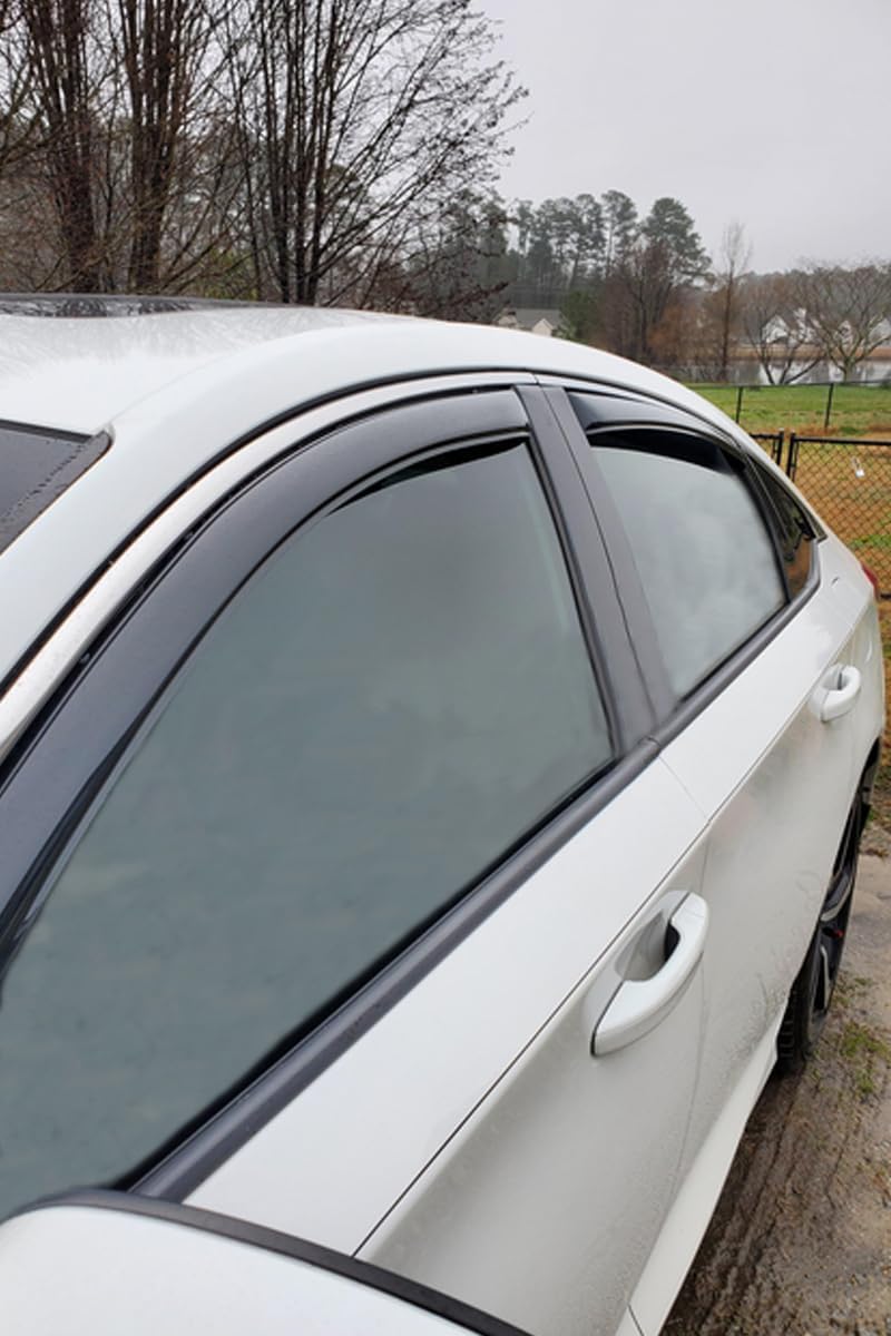 Lightronic Extra Durable Clip-on in-Channel Auto Vent Window Visor, Fits 2018-2022 Honda Accord Sedan, UV Protection Rain Guard, Original Wind Deflector, No-Drill Easy Install, Dark Smoke, 4-Pcs