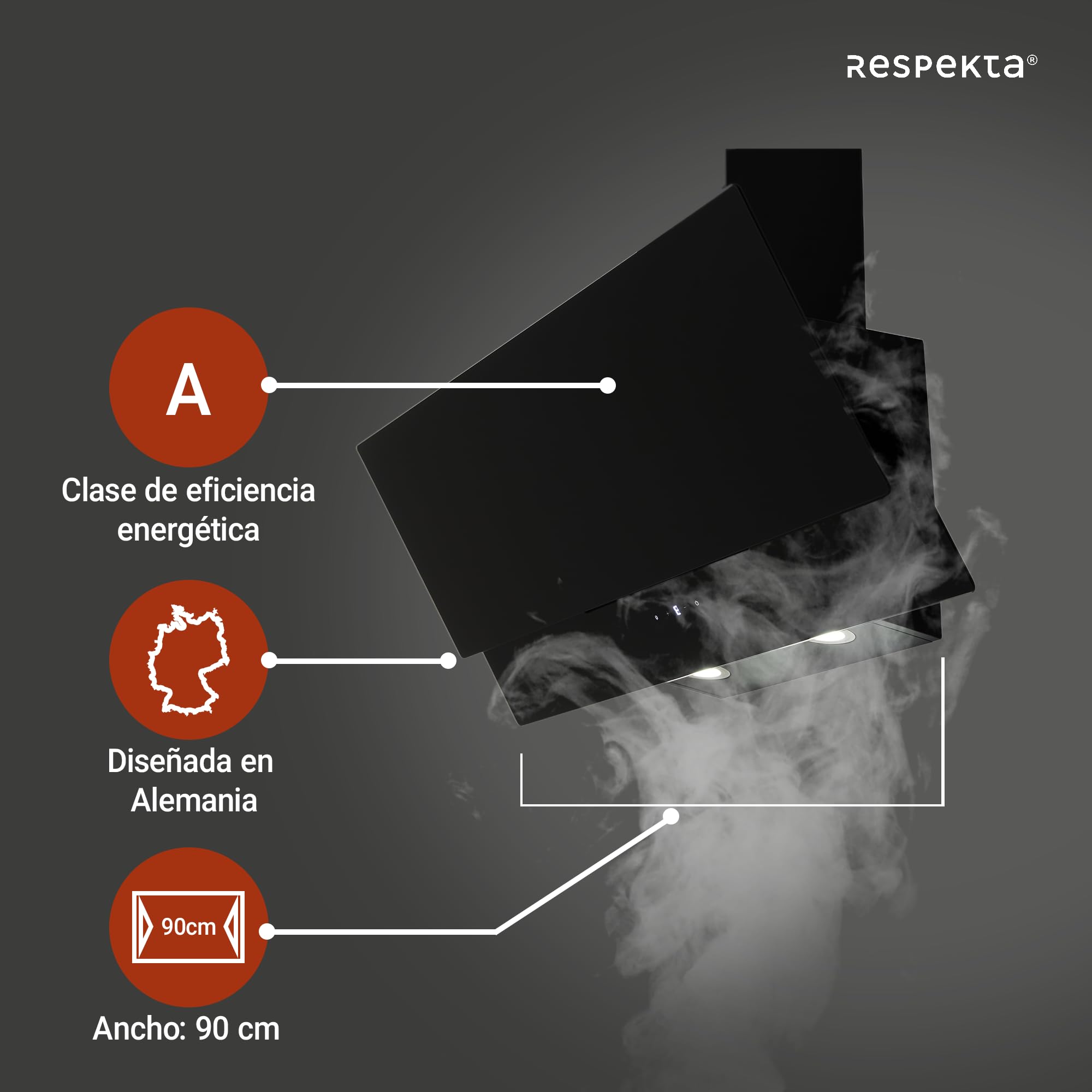 Respekta Campana inclinada, 90 cm, CH66038-90SAM, negro