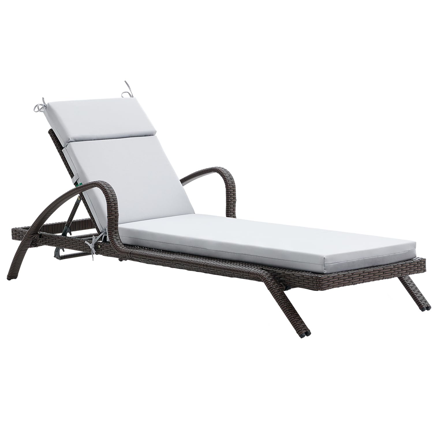 Chaise Lounge Cushions Outdoor Furniture, High-Density Foam Chair Cushion with Ties, Weather & Fade Resistant - Patio Recliner Chairs Cushions for Lawn,Pool & Beach 72x21x3 Inch, Grey