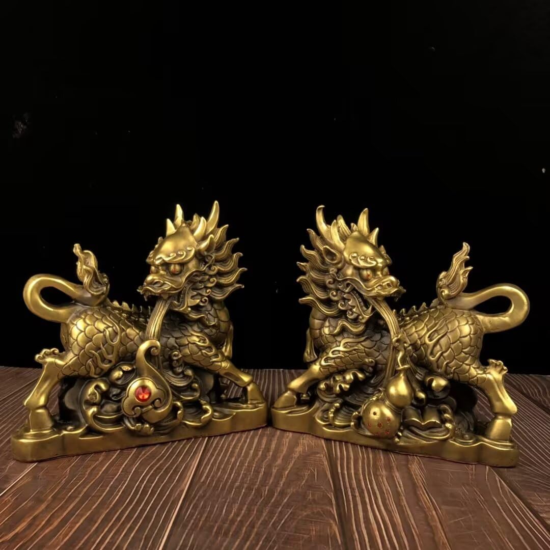 Dytartzx Pure Copper kuijin Statue - Home and Office Decoration, Lucky Charm Beast craftwork
