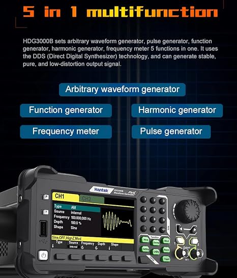 Hantek Programmable Arbitrary Waveform Generator Hantek HDG3022B/3012B/3042B/3062B/3082B/3102B 2CH 300MSa/s DDS Function Signal Source Frequency Generator(HDG3012B)
