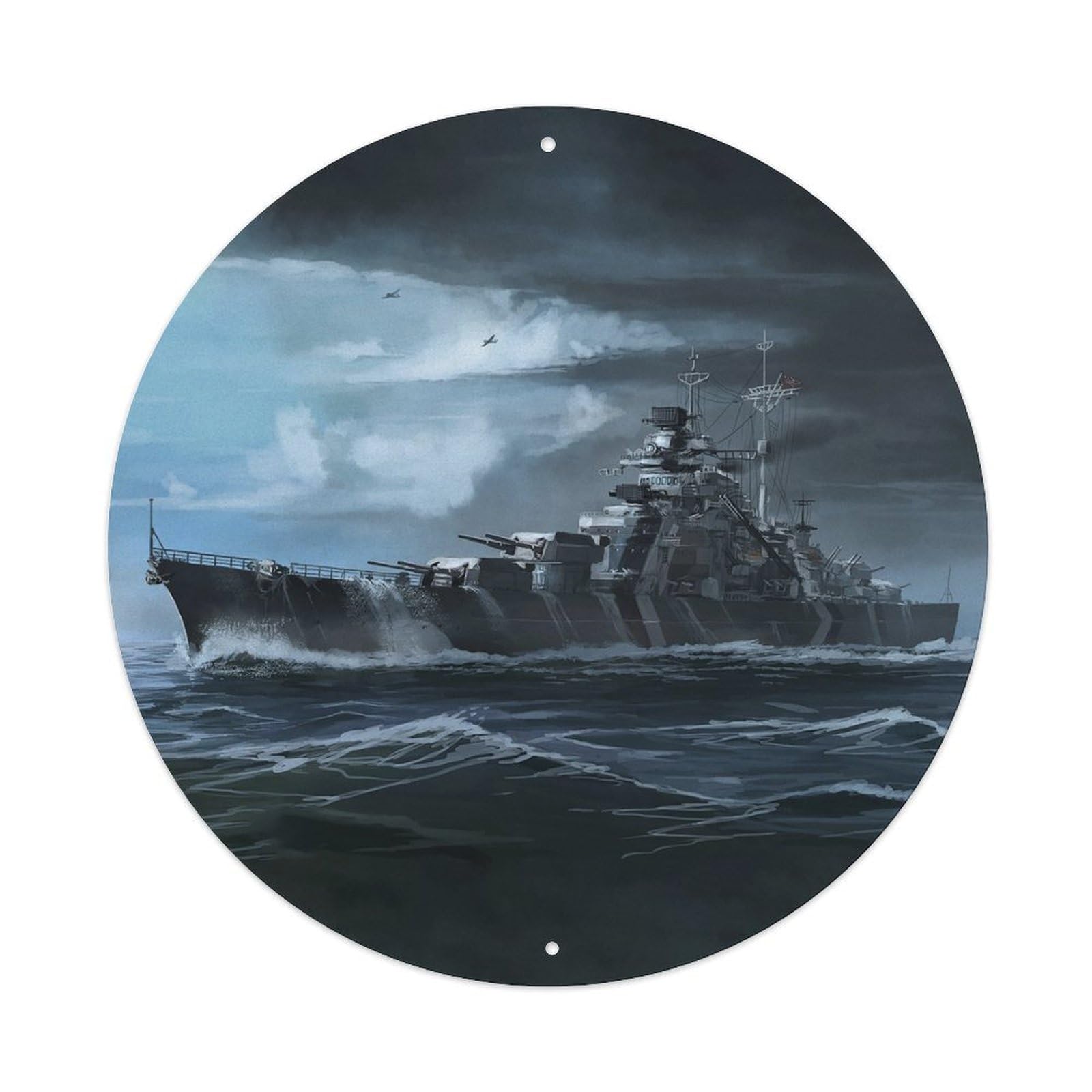 War Battleship Bismarck's Last Battle Vintage Metal Tin Sign Plaque Wall Decor for Cafe, Club Bar, Office, Garden Metal Poster 8x8Inch