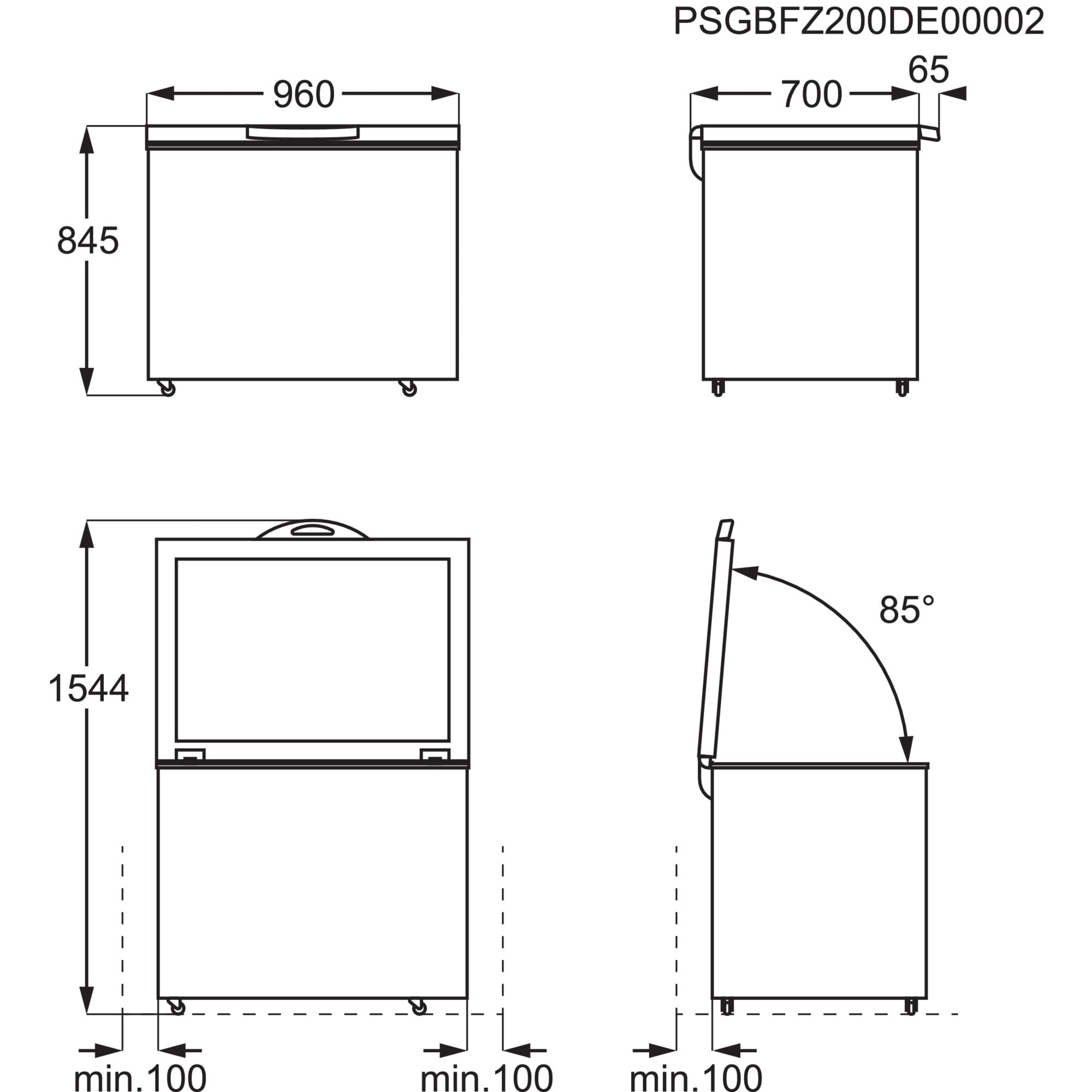 AEG AHB526D1LW Gefriertruhe / 254 L/LowFrost - weniger Eisbildung/Temperaturalarm/Rollen/D