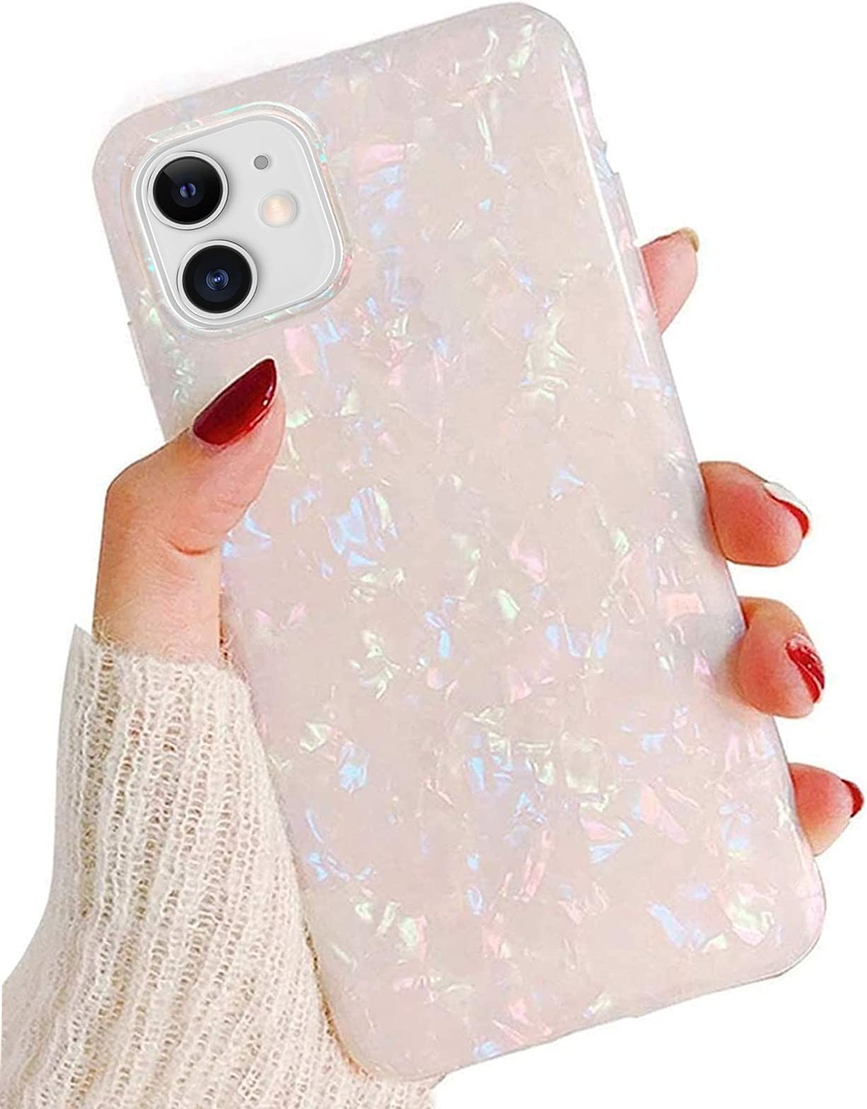 J.west iPhone 11 Case, Luxury Pearly-Lustre Sparkle Bling Design Translucent Clear Soft TPU Silicone Back Protective Phone Case Cover for Girls Women for Apple iPhone 11 6.1 inch (Colorful)