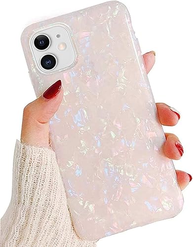 J.west Funda para iPhone 11, diseño brillante nacarado de lujo, translúcido, transparente, suave, de silicona de poliuretano termoplástico, funda