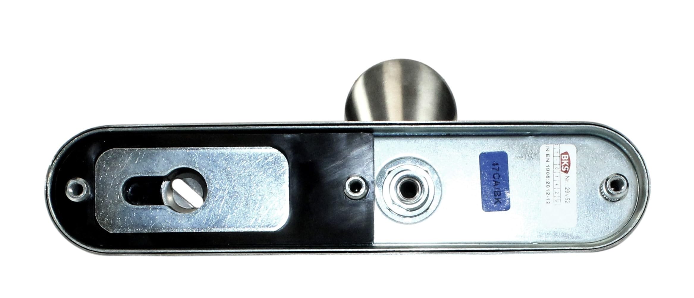SN-TEC BKS Haustür Edelstahl Schutzbeschlag mit Ziehschutz ES1, Langschild mit gekröpften Rundknauf, DIN L/R, TS 35-50mm, 8 und 10mm