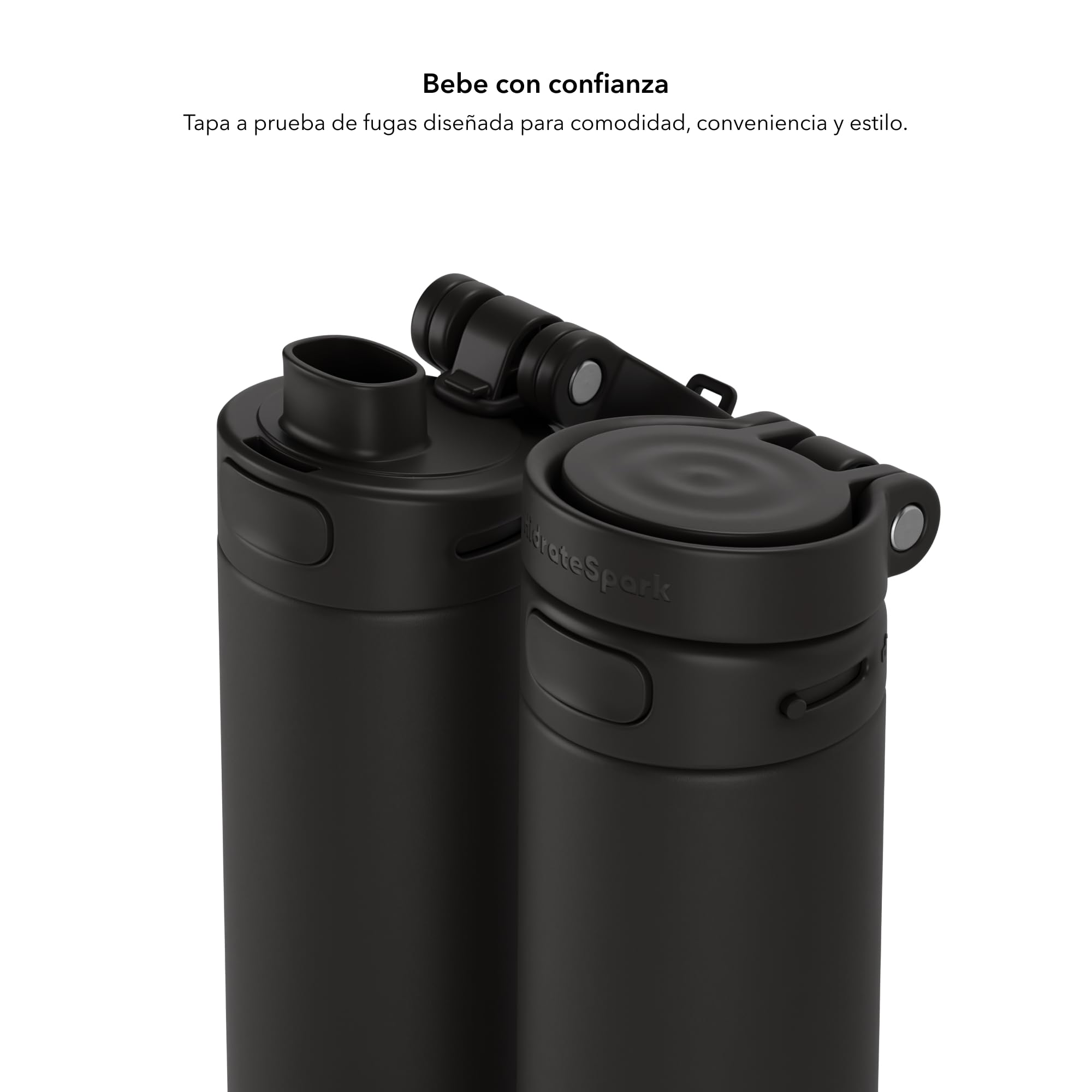 HidrateSpark PRO 2 – Botella de Hidratación Inteligente con Recordatorios & Seguimiento, 621ml Acero Inox – Sincroniza con Apple Health, Fitbit, Anillos & Relojes – Chug Negro