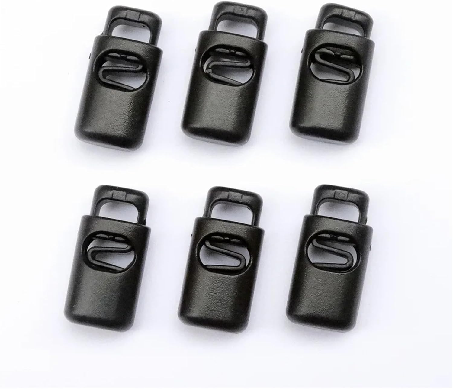 Plastic Cord Lock 350pcs Black Plastic Single Hole Spring Stopper Toggle Cord Locks End for Drawstring