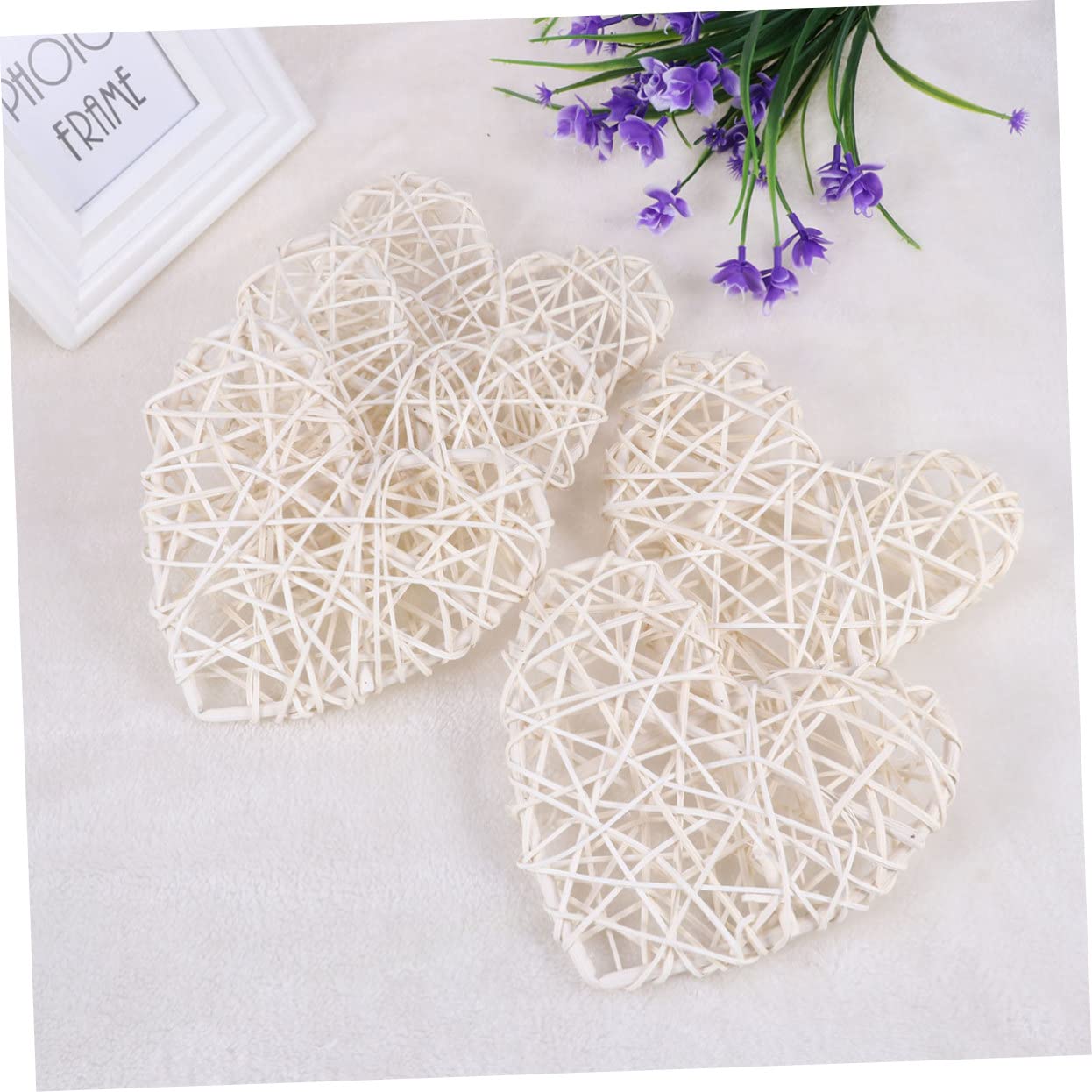 Amosfun 3 Set di Forniture Artigianali in Rattan Cuori in Rattan per Matrimonio Grandi Decorazioni Confezione da 5 Pezzi * 3