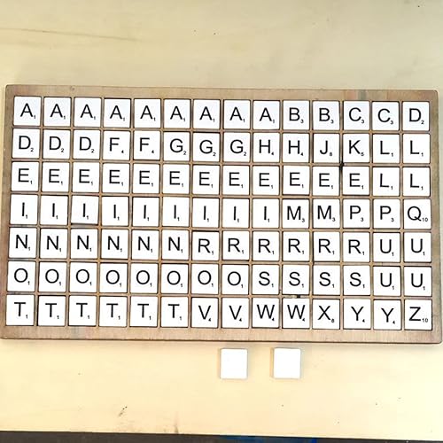 Miniatura 5 de 100 piezas de azulejos coloridos de madera mezcla letras alfabeto barnizado (blanco) rompecabezas de madera