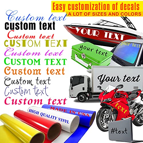 Nikdecals Custom Vinyl Sticker - Your Personalized Text - Your Decal For Laptop Car, Wall, Window, Plank, Boat, Truck, Camper - A Lot Of Sizes- 20 Colors - 20 Fonts #TOP1